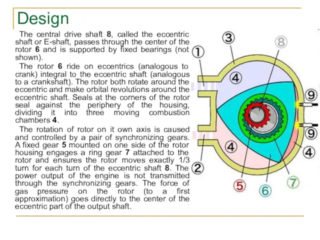 The central drive shaft 8, called the eccentric shaft or