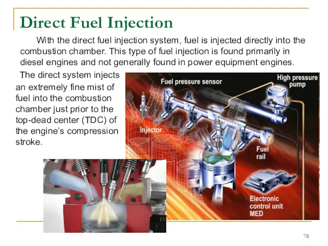 Direct Fuel Injection The direct system injects an extremely fine