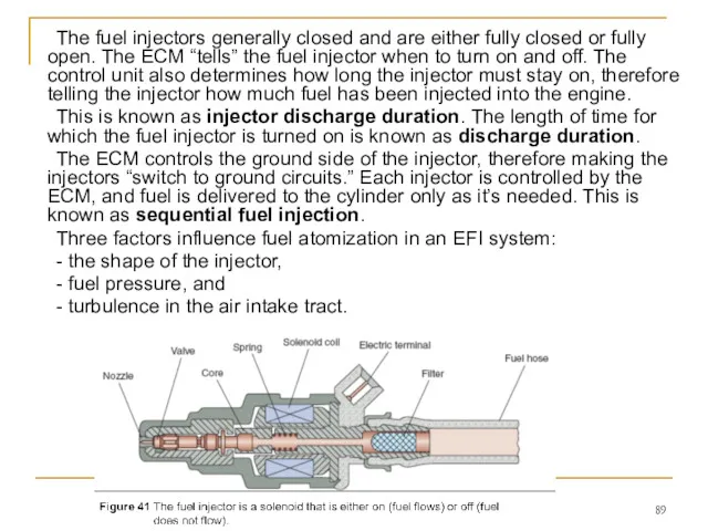 The fuel injectors generally closed and are either fully closed