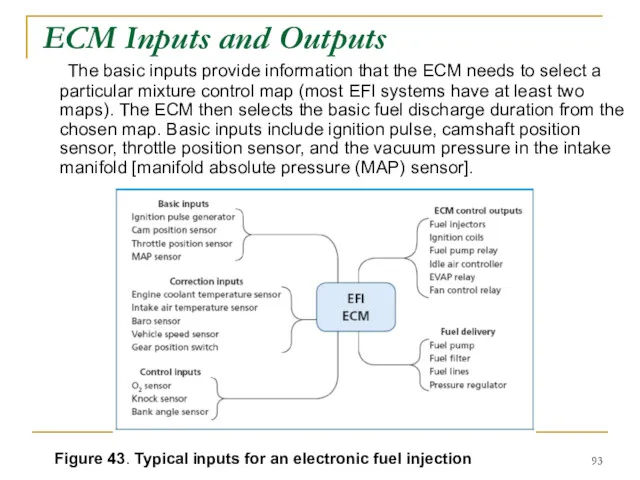 ECM Inputs and Outputs The basic inputs provide information that