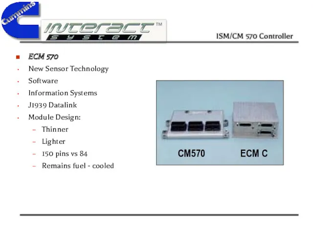 ECM 570 New Sensor Technology Software Information Systems J1939 Datalink