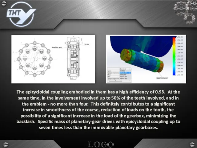 The epicycloidal coupling embodied in them has a high efficiency of 0.98. At