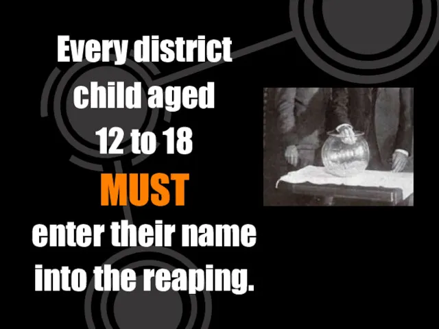 Every district child aged 12 to 18 MUST enter their name into the reaping.