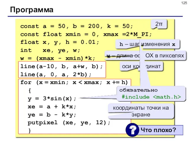 Программа const a = 50, b = 200, k =