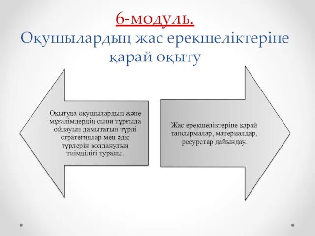 6-модуль. Оқушылардың жас ерекшеліктеріне қарай оқыту