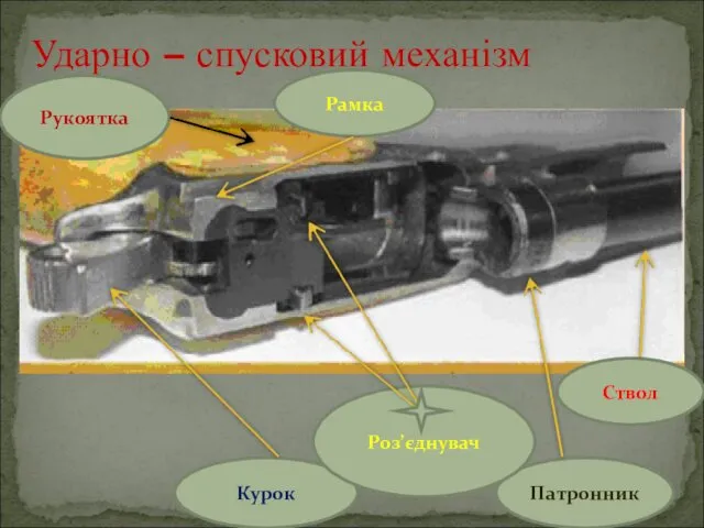 Ударно – спусковий механізм Ствол Патронник Курок Роз’єднувач Рукоятка Рамка