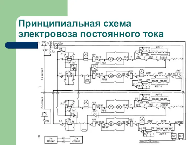 Принципиальная схема электровоза постоянного тока