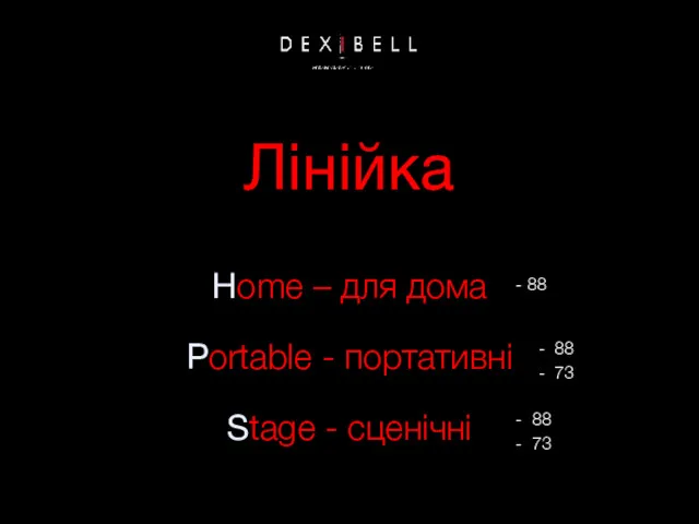 Лінійка Home – для дома Portable - портативні Stage - сценічні - 88