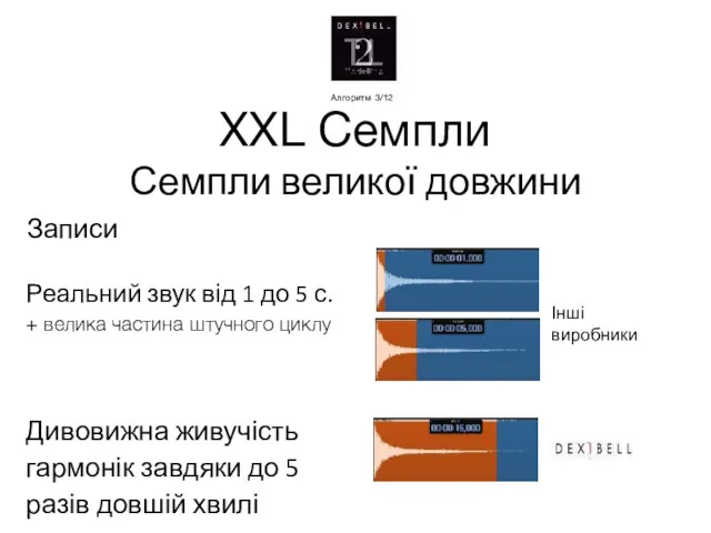 XXL Семпли Семпли великої довжини Записи Алгоритм 3/12 Реальний звук