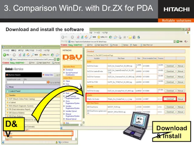 D&V Download & Install 3. Comparison WinDr. with Dr.ZX for PDA Download and install the software