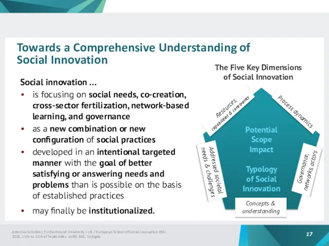 Social innovation … is focusing on social needs, co-creation, cross-sector