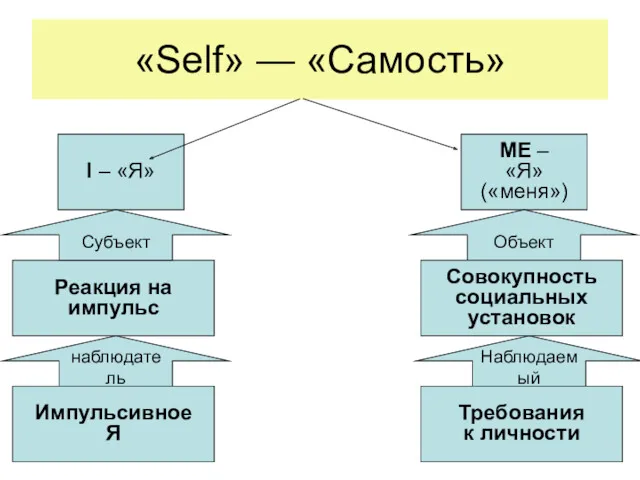 «Self» — «Самость» I – «Я» ME – «Я» («меня»)