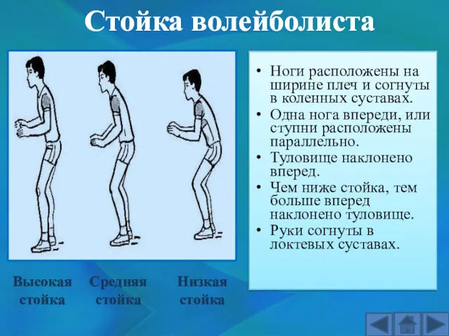 Ноги расположены на ширине плеч и согнуты в коленных суставах.