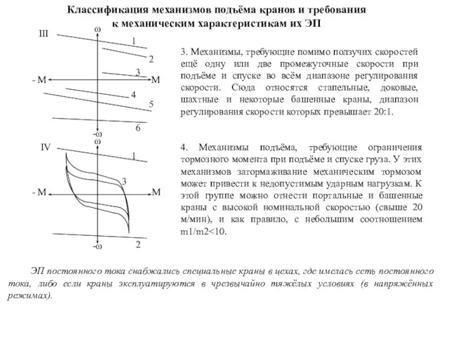 ЭП постоянного тока снабжались специальные краны в цехах, где имелась