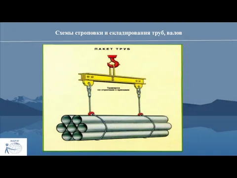 Схемы строповки и складирования труб, валов