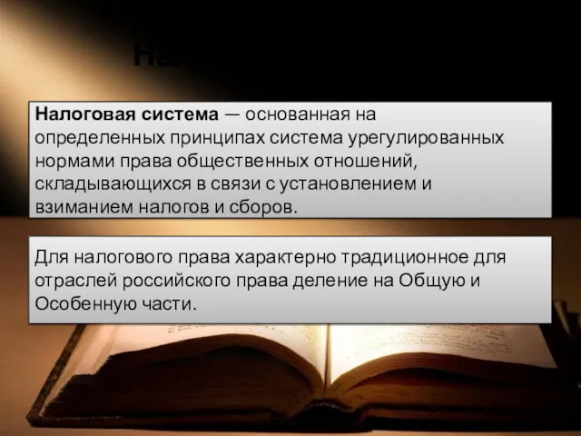 Налоговая система. Налоговая система — основанная на определенных принципах система