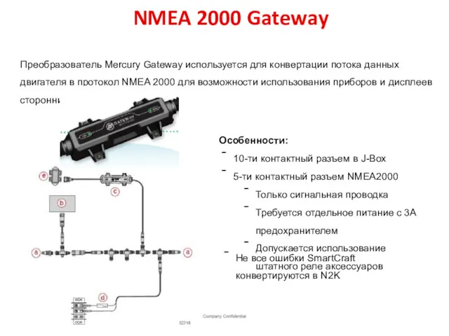 NMEA 2000 Gateway Преобразователь Mercury Gateway используется для конвертации потока