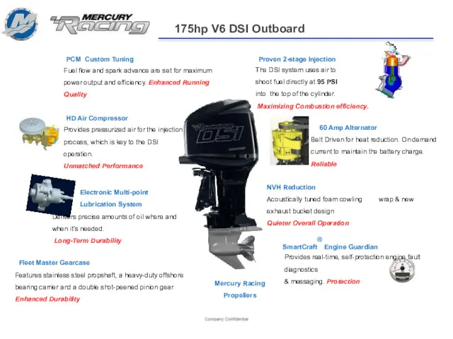 175hp V6 DSI Outboard 60 Amp Alternator Belt Driven for