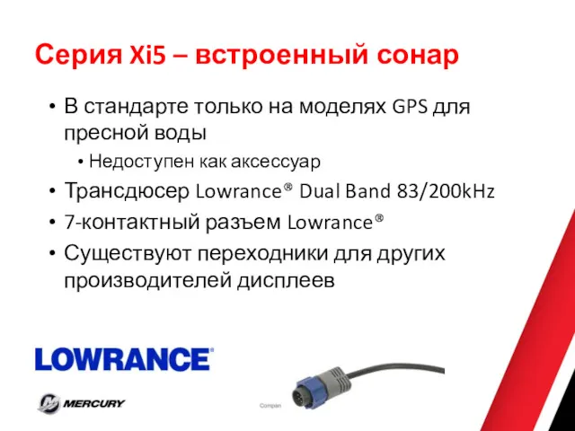 Серия Xi5 – встроенный сонар В стандарте только на моделях