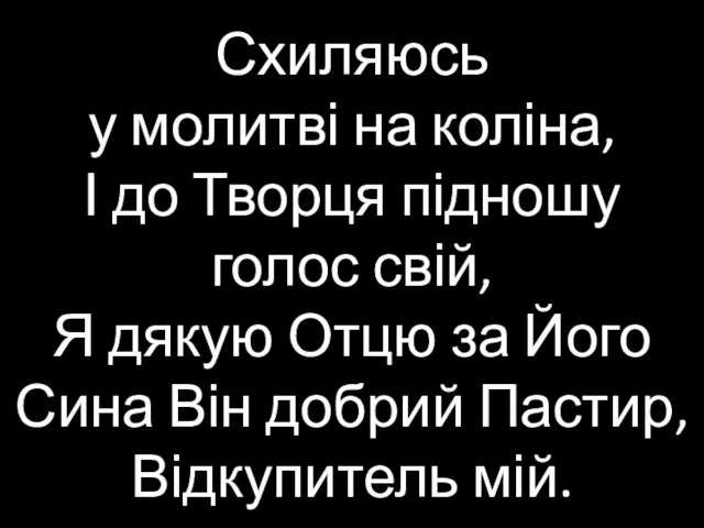 Схиляюсь у молитві на коліна, І до Творця підношу голос