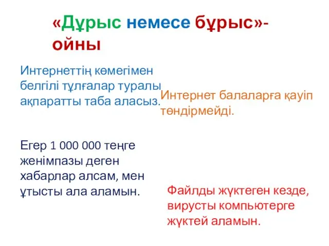 «Дұрыс немесе бұрыс»- ойны Интернеттің көмегімен белгілі тұлғалар туралы ақпаратты