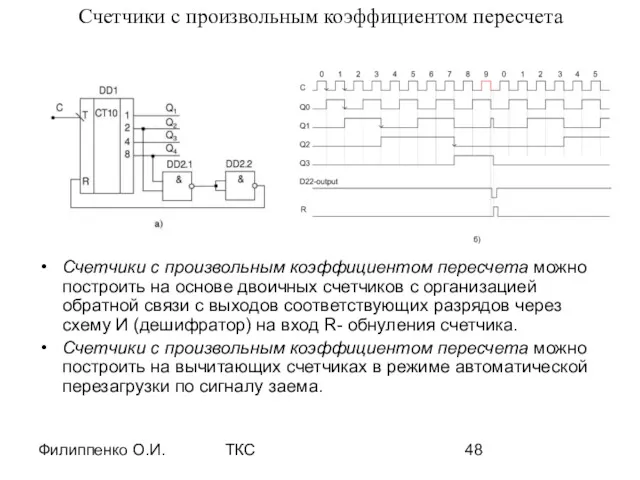 Филиппенко О.И. ТКС Счетчики с произвольным коэффициентом пересчета Счетчики с произвольным коэффициентом пересчета