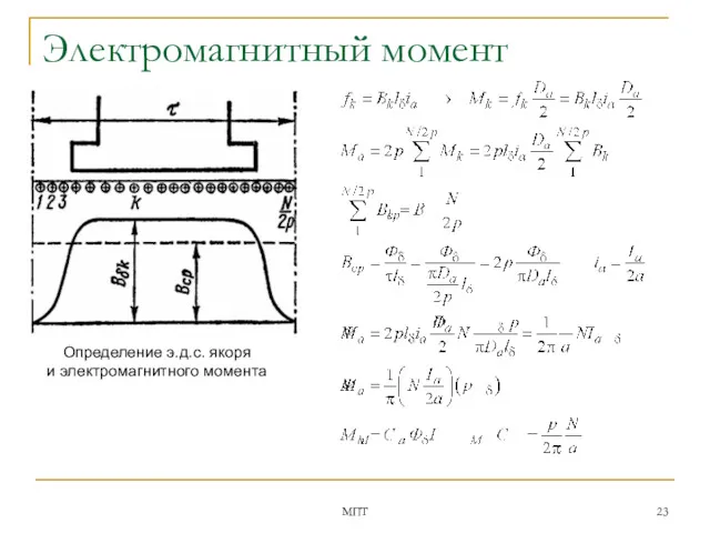 МПТ Определение э.д.с. якоря и электромагнитного момента Электромагнитный момент