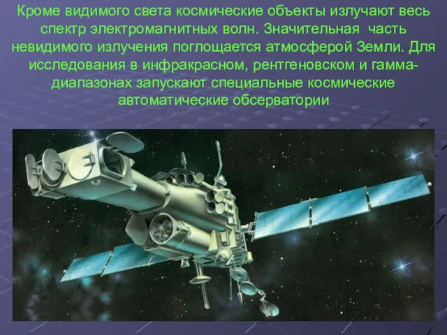 Кроме видимого света космические объекты излучают весь спектр электромагнитных волн.