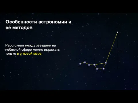 Особенности астрономии и её методов Расстояния между звёздами на небесной