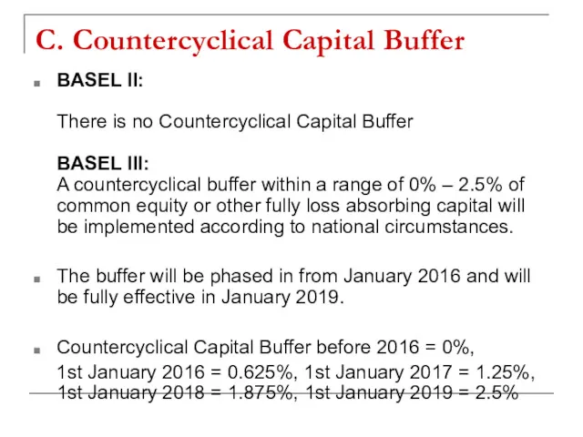 C. Countercyclical Capital Buffer BASEL II: There is no Countercyclical