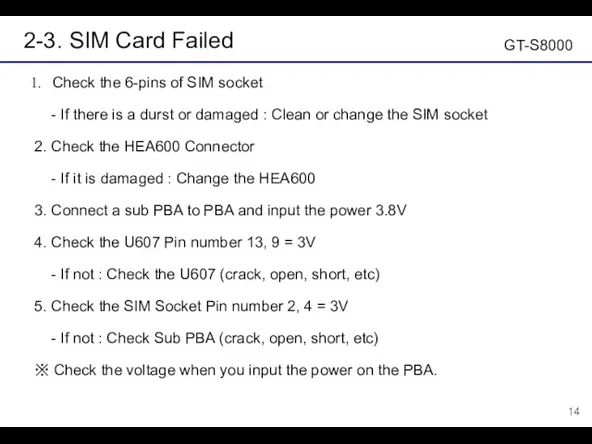 2-3. SIM Card Failed Check the 6-pins of SIM socket