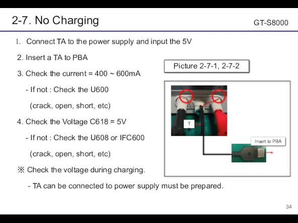 2-7. No Charging Connect TA to the power supply and