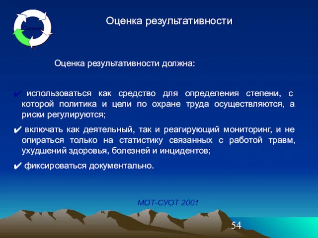 Оценка результативности Оценка результативности должна: использоваться как средство для определения