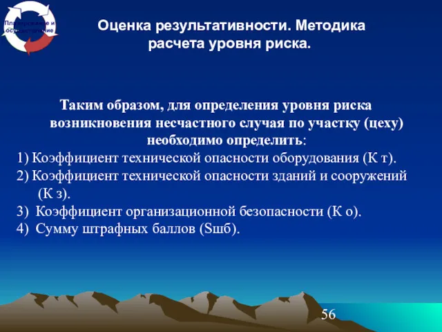 Оценка результативности. Методика расчета уровня риска. Таким образом, для определения