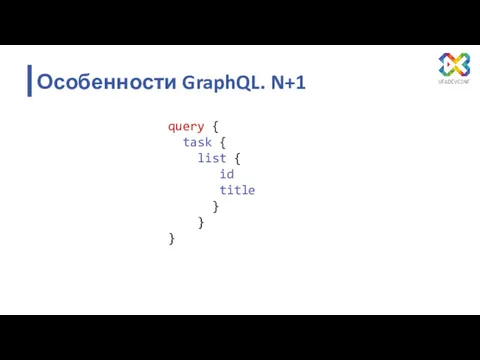 query { task { list { id title } } } Особенности GraphQL. N+1