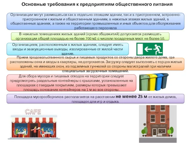 Основные требования к предприятиям общественного питания Организации могут размещаться как