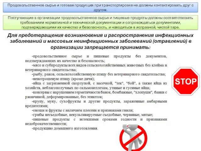 Продовольственное сырье и готовая продукция при транспортировке не должны контактировать