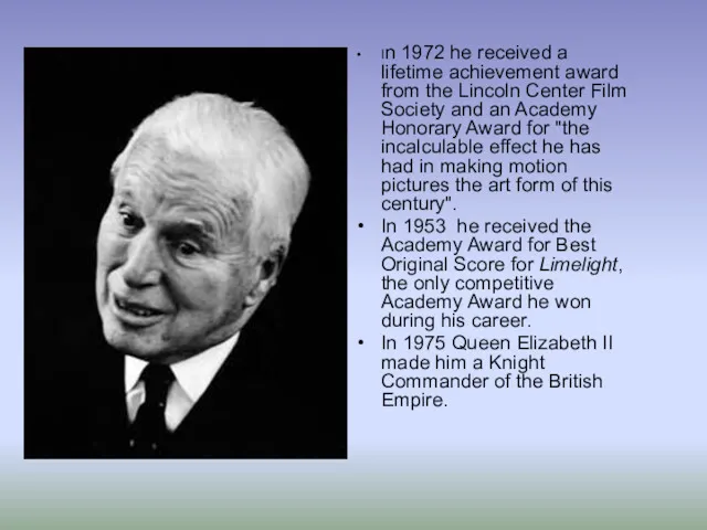 In 1972 he received a lifetime achievement award from the