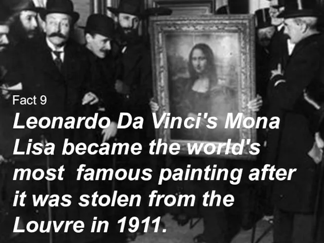 Fact 9 Leonardo Da Vinci's Mona Lisa became the world's