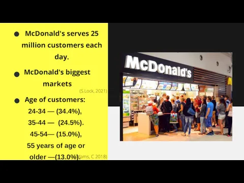 McDonald's serves 25 million customers each day. McDonald's biggest markets (S.Lock, 2021) Age