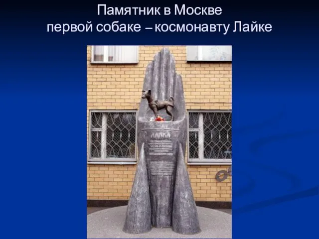 Памятник в Москве первой собаке – космонавту Лайке