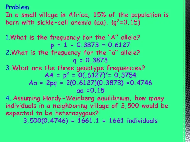 Problem In a small village in Africa, 15% of the