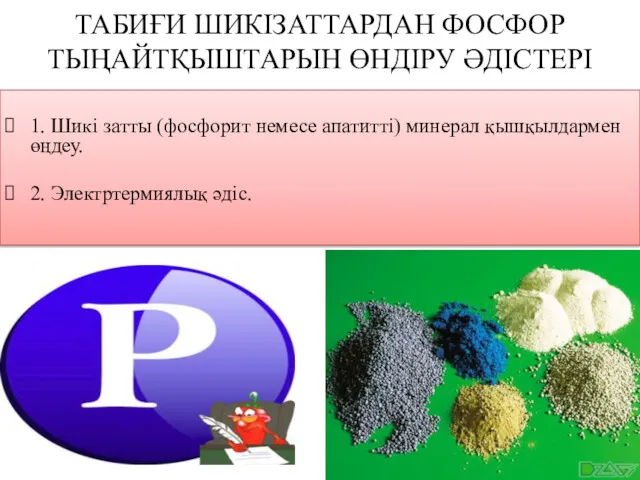 ТАБИҒИ ШИКІЗАТТАРДАН ФОСФОР ТЫҢАЙТҚЫШТАРЫН ӨНДІРУ ӘДІСТЕРІ 1. Шикі затты (фосфорит