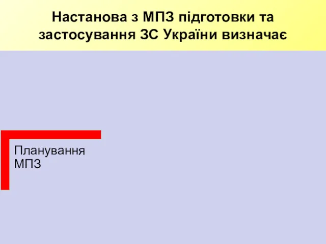 Настанова з МПЗ підготовки та застосування ЗС України визначає діяльність