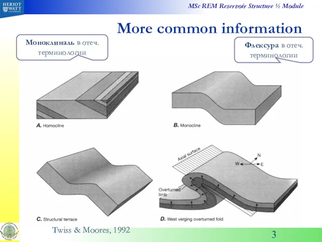 More common information Twiss & Moores, 1992 Флексура в отеч. терминологии Моноклиналь в отеч. терминологии