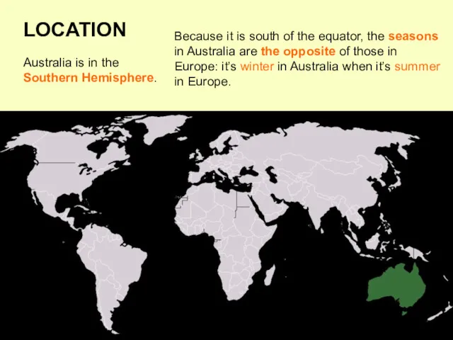 Australia is in the Southern Hemisphere. Because it is south