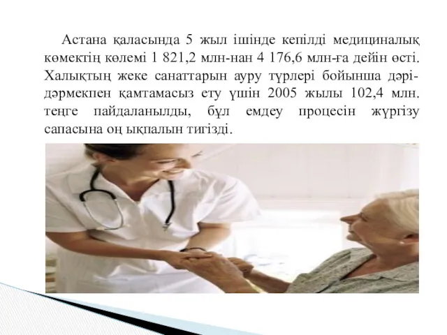 Астана қаласында 5 жыл ішінде кепілді медициналық көмектің көлемі 1