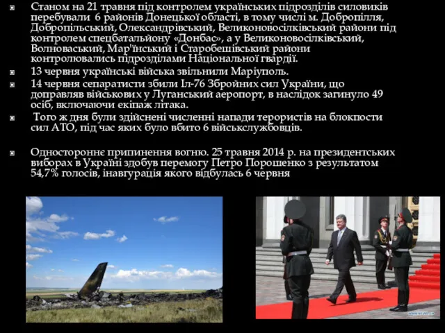 Станом на 21 травня під контролем українських підрозділів силовиків перебували