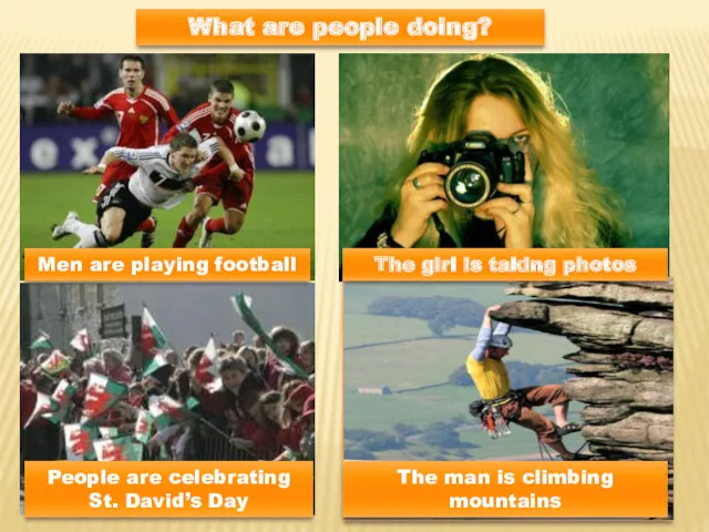 Men are playing football The girl is taking photos People