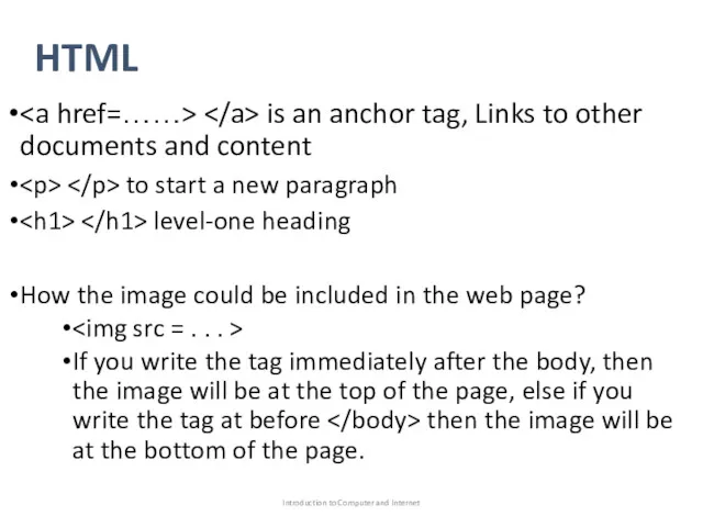 HTML is an anchor tag, Links to other documents and